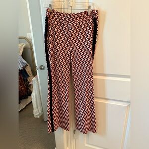 Anthropologie Maeve Red and Black Patterned Flare Pants
